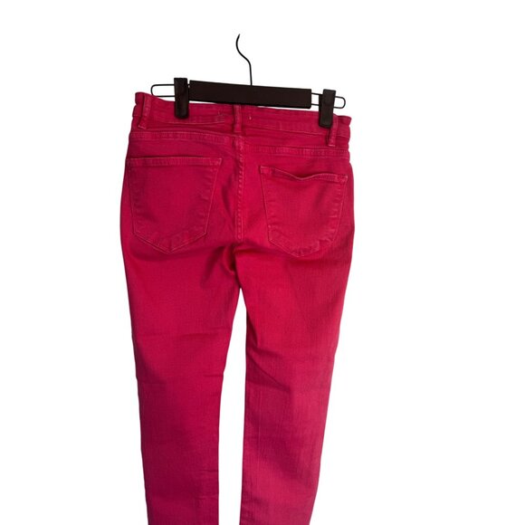 Zara Woman Premium Denim Collection Pink Skinny Jeans Frayed Hem Size 26 - Picture 9 of 13